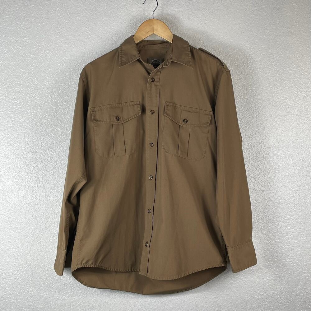 Cabela's Safari Series Men's Tan Brown Button Down Shirt Long Sleeves Size S Reg